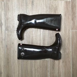 Chocolate brown Hunter boots size 8
